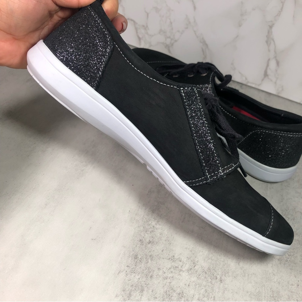 SAS Black Lace-Up Women's Sneakers with White Sole - Picture 5 of 11
